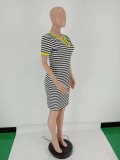 Classic Stripe V-Neck Casual Dress