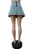 Sexy Lace Up 3D Pocket Denim Skirt