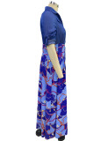 Ladies Fashionable Casual Printed Lapel Shirt Dress