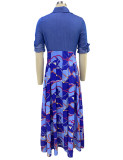 Ladies Fashionable Casual Printed Lapel Shirt Dress