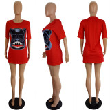 Fashion Personality Cartoon Print T-shirt Dress