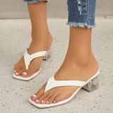 Summer New Square Toe Chunky Heel Flip-flop Sandals