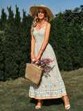 Bohemian V-neck Floral Dress With Straps