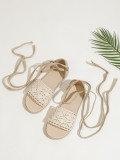 New Round Toe Strappy Rope Flat Open Toe Mesh Sandals