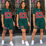 Summer New Fashion Sports Round Neck Letter Printing Two-piece Set