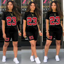 Summer New Fashion Sports Round Neck Letter Printing Two-piece Set