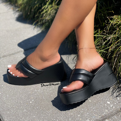 Summer New Round Plus Size Flip-flop Sandals With Wedge Heels