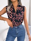 Casual Letter V-neck Chiffon Top