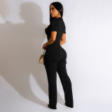 Slim Sexy Lapel Zipper Three-dimensional Pocket Jumpsuit