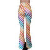 Colorful Print Slim Bootcut Trousers