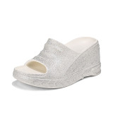 Fashionable EVA High-heeled Frosted Slippers
