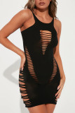 Sexy Hollow Perspective Mesh Sexy Sleeveless Dress