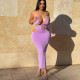 Sexy Hollow Wrapped Chest Solid Color Slim Dress