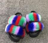 Stylish Faux Fox Fur Platform Slippers
