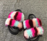 Stylish Faux Fox Fur Platform Slippers