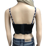 Sexy Backless Suspenders Star Print Summer Top