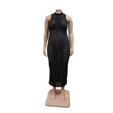 Plus Size Fishnet High Stretch Sleeveless Dress