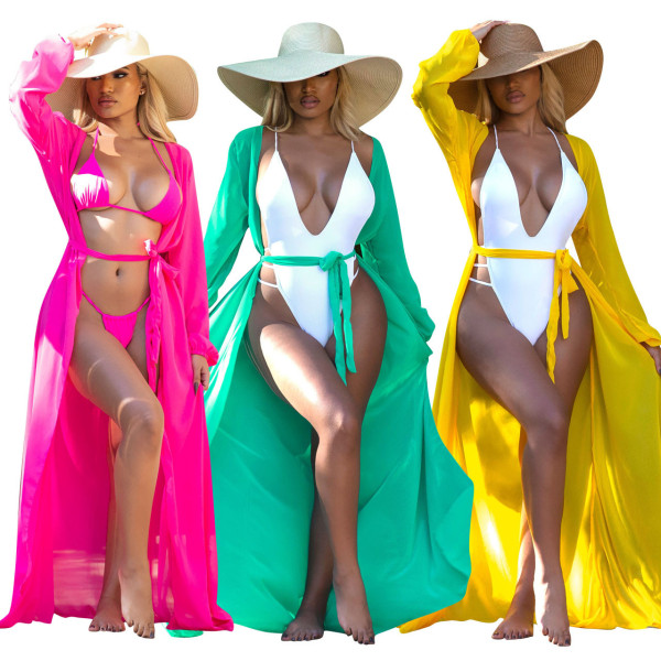 Candy-colored Maxi Smock Sun Protection Shirt Beachwear