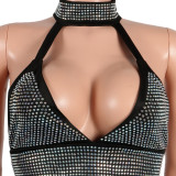 Sexy Diamond Deep V Wrapped Chest Suspenders Two-Piece Set