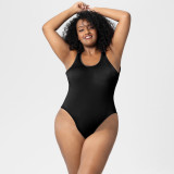 Plus Size Big Open Back Triangle One Piece Swimsuit