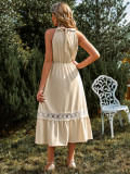 Fashion Solid Color Sleeveless Halterneck Lace Dress