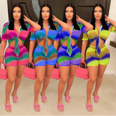 Sexy Fashion Gradient Color Printing Two-piece Set