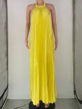 Summer New Pleated Solid Color Dress