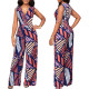 Sexy Fashion Print Sleeveless V-neck Women's Jumpsuit