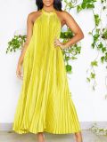 Summer New Pleated Solid Color Dress
