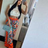 Fashion Printed Loose Ladies Casual Trousers
