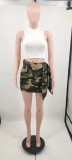 New Fashion Personality Camouflage Pocket Skirt (With Belt)