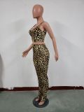 Casual Leopard Sling Tight Two-piece Suit