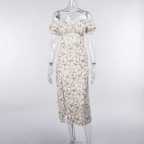 Floral Tube Top Slit-style Slim Fit Princess Dress