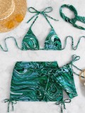 Fashion Sexy Printed Swimsuit Four-Piece Set
