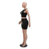 Sexy Sleeveless Round Neck Top Bag Hip Skirt Slim Two-piece Set