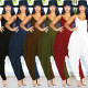 Fashion Solid Color V-neck Suspenders Open Back Jumpsuit