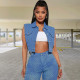Fashion Trend Workwear Sleeveless Denim Vest Top