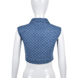 Fashion Trend Workwear Sleeveless Denim Vest Top