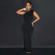 Solid Color Backless Pleated Irregular Dress