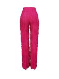 Net Yarn Wave Pattern Ruffle High Waist Wide Leg Trousers