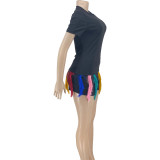 Fashion Color Tassel Shorts Women's Two-Piece Set