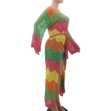 Casual Colorful Knitted Hollow Beach Cape