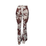 Summer Breathable Mesh Fashion Casual Printed Flared Trousers