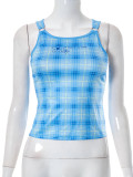 Sexy Spice Girls Blue Plaid Cropped Cropped Top