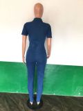 Sexy Slim Fashion Short-sleeved Denim Jumpsuit