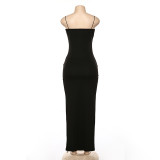 Sexy Sling Slim Backless Slit Dress