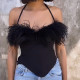 Halter Neck Fuzzy Tunic Top