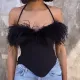 Halter Neck Fuzzy Tunic Top
