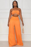 Summer Fashion Casual Halter Neck Solid Color Two-piece Set