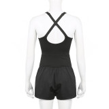 Hollow Cross Beautiful Back Loose And Comfortable Gym Clothes Vest Jumpsuit